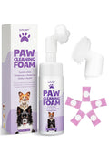 GJYC PET No-Rinse Paw Cleaner Foam-Waterless Paw Cleaner with Enhanced Silicone Scrubber| Natural Plant-Based Magic Foam | No-Rinse Shampoo + 5 Microfiber Compressed Towels Included for Dogs & Cats