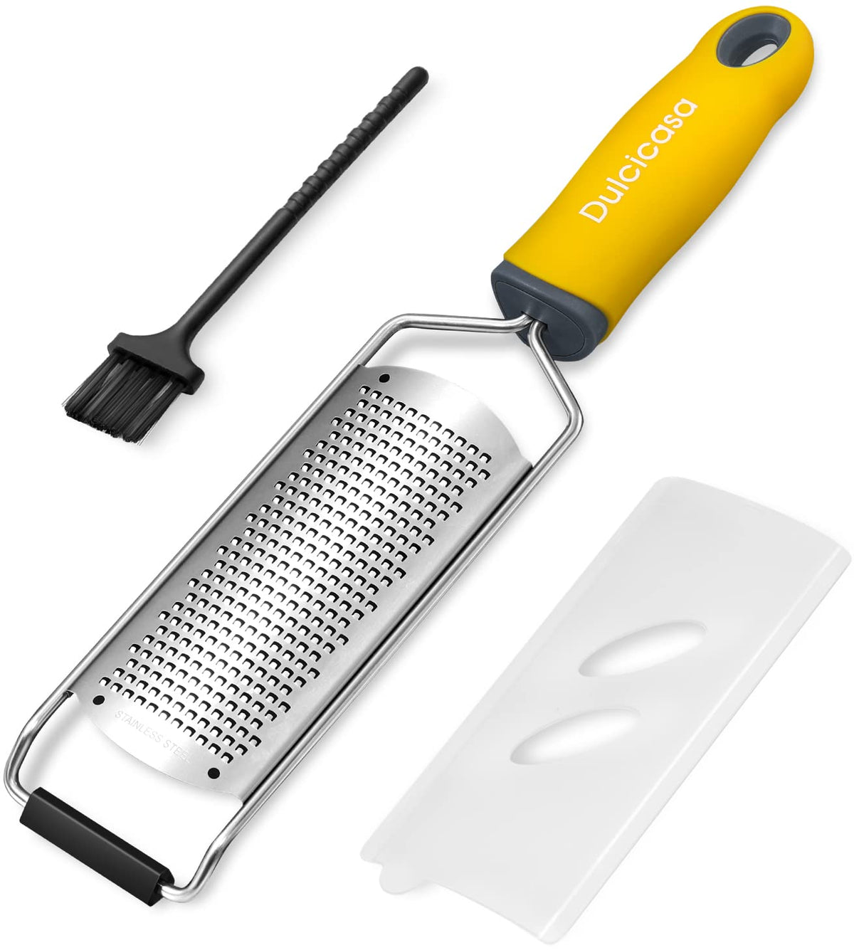 Dulcicasa Classic Zester and Grater - Professional Kitchen Lemon Zester for Lime Cheese Garlic Ginger Chocolate Vegetables Fruits Dishwasher Safe (Wide)