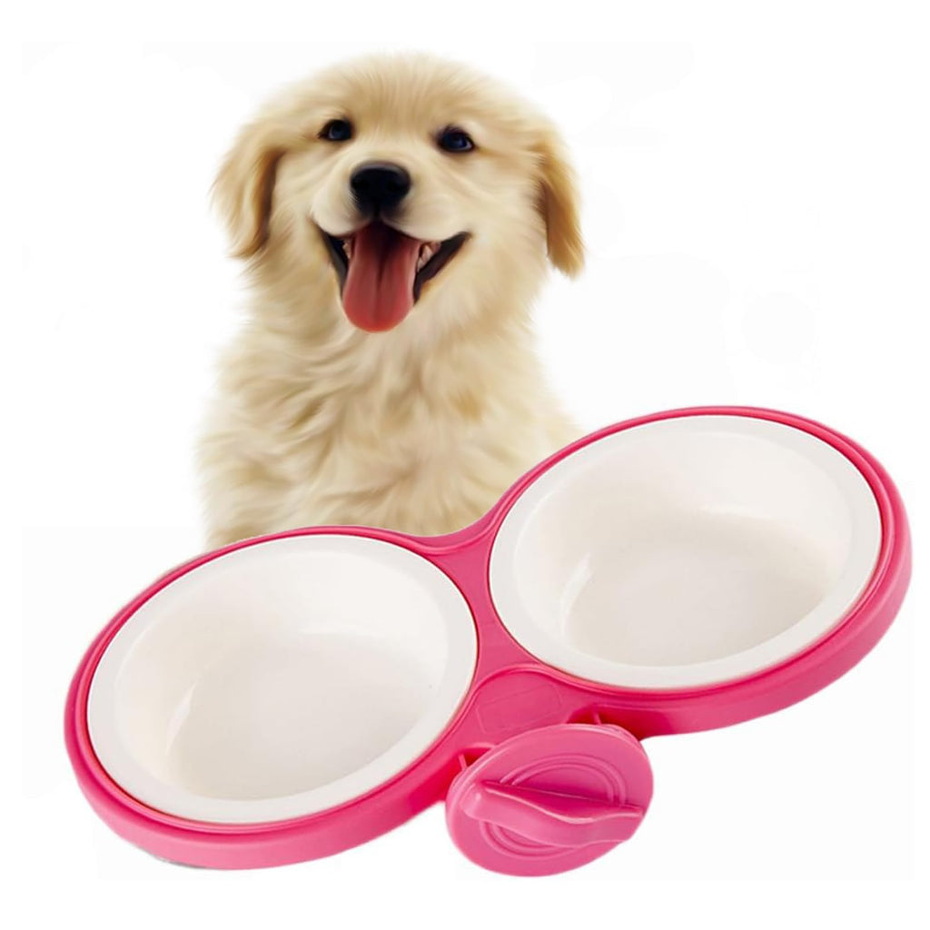 Pet Durable Bowl Cage BowlPet Food Water Removable Bowls with Bolt Holder Hanging Cage Coop Cup Non-Skid Feeder Set Double Diners Portable for Feeding Dogs Cats Birds
