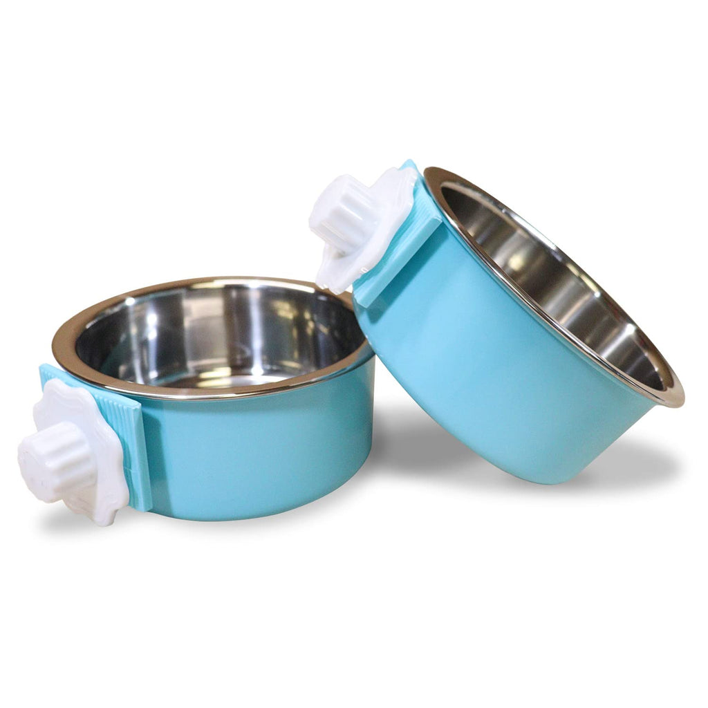 Mirapets Dog Water Bowl & Cat Food Bowl Set of 2 - Multipurpose Pet Bowl Set - Premium Quality Cat Water Bowl Made for The Perfect Feeding Experience - No-Spill Dog Bowl for Crate (Small Blue)