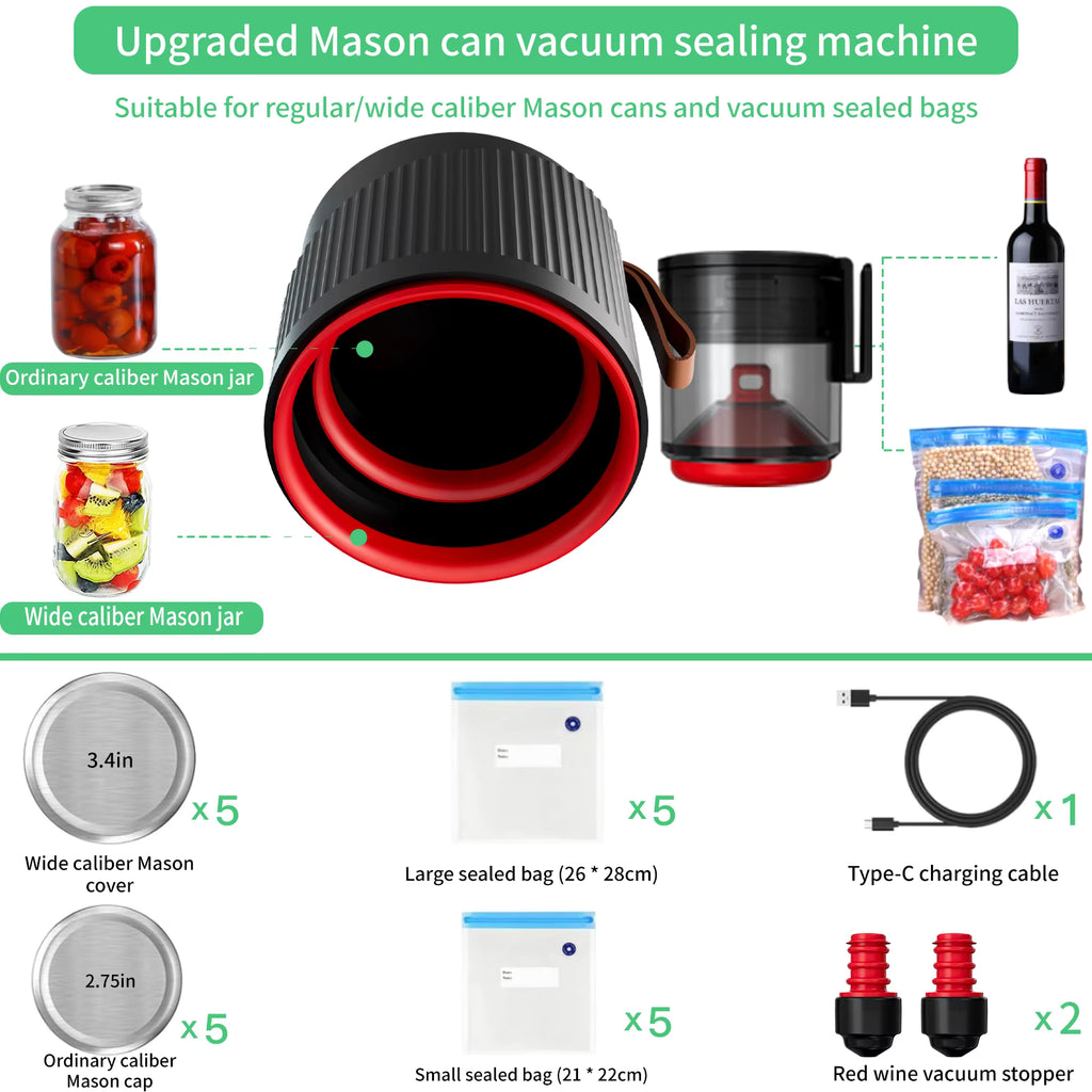Electric Mason Jar Sealer for Food and Wine Preservation