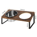 Log Pet Feeding Rack with Iron and Wood Cat Bowl Holder